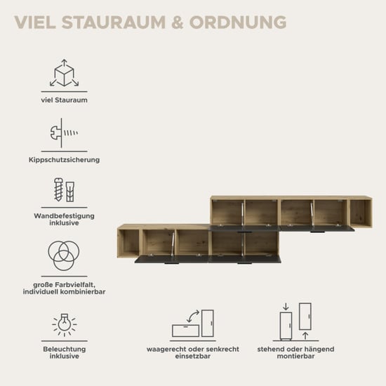 Furnilux Moderne woonwand met verlichting in artisan eik stijlvolle opbergoplossing - Image 4