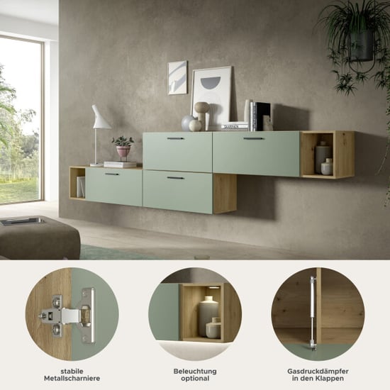 Furnilux Modulaire woonwand in artisan eik en smoke green stijlvolle opbergoplossing - Image 4