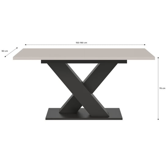 Furnilux Eetkamer tafel in kasjmier en look moderne design tafel met x-poot - - Image 4