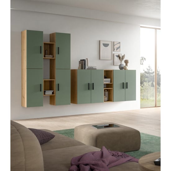 Furnilux Modulaire woonwand in artisan eik en rookgroen stijlvolle opbergoplossing - Image 4