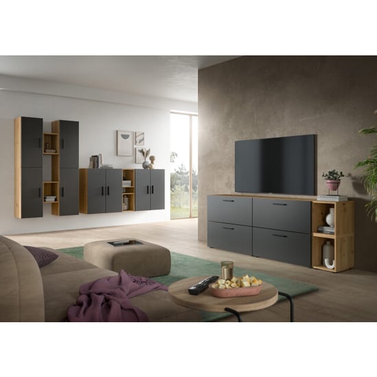 Furnilux Woonwand in artisan eik en basalt modulaire kastcombinatie voor elk interieur - Image 6