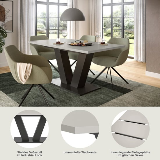 Furnilux Moderne eettafel in kasjmier en verstelbaar design met v-poot 150 cm - Image 5