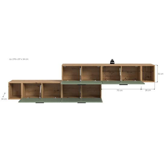 Furnilux Modulaire woonwand in artisan eik en smoke green stijlvolle opbergoplossing - Image 5