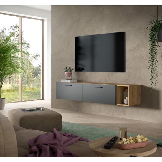 Furnilux Moderne woonwand in artisan eik stijlvolle opbergkast op wielen voor elk - Image 6