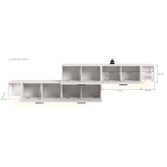 Furnilux Moderne woonkast met verlichting stijlvolle woonwand in 276 cm breed - Image 6