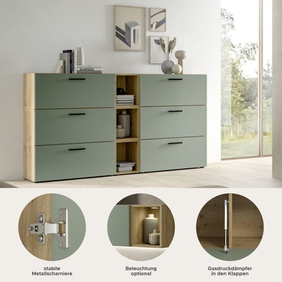 Furnilux Woonkast-combinatie in artisan eik en rookgroen moderne woonwand met wielen - Image 4