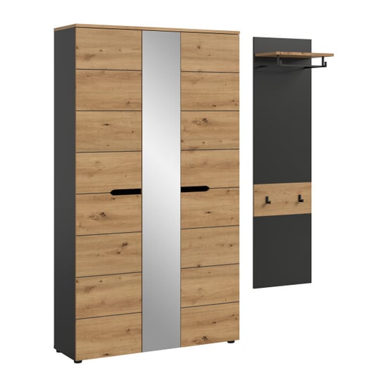 Furnilux Garderobecombinatie met spiegel moderne ingangsoplossing op wieltjes - Image 1