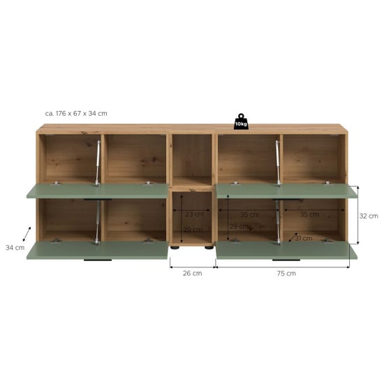Furnilux Woonwand in artisan eik en smoke green modulaire kast met opbergruimte 176 - Image 5
