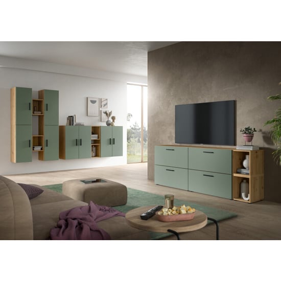Furnilux Modulaire woonwand in artisan eik en smoke green stijlvolle opbergoplossing - Image 3