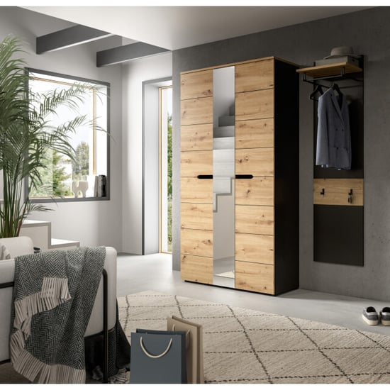 Furnilux Garderobecombinatie met spiegel moderne ingangsoplossing op wieltjes - Image 2