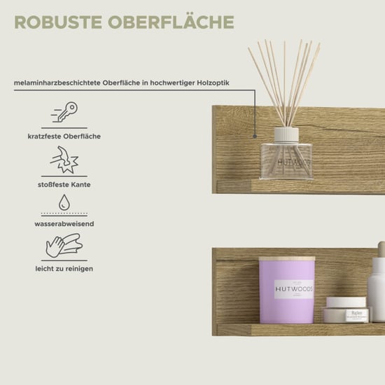 Furnilux Wandplank set evoke oak stijlvolle badkamer opbergoplossing 2 planken - Image 2