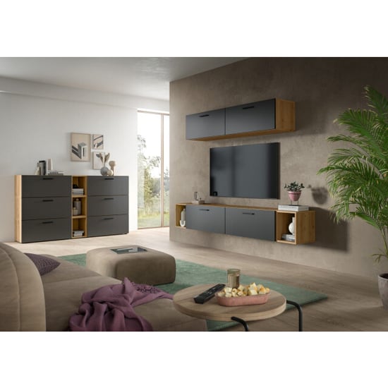 Furnilux Woonkast-combinatie in artisan eik en basalt moderne woonwand voor elk - Image 6
