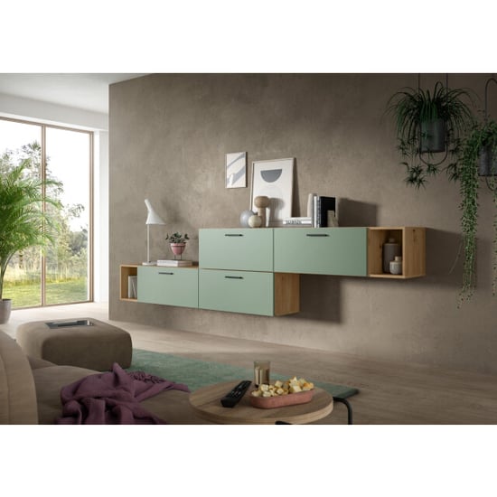 Furnilux Modulaire woonwand in artisan eik en smoke green stijlvolle opbergoplossing - Image 6