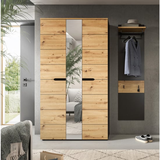 Furnilux Garderobecombinatie met spiegel moderne ingangsoplossing op wieltjes - Image 3