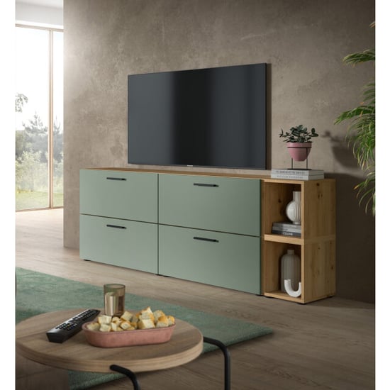 Furnilux Modulaire woonwand in artisan eik en smoke green stijlvolle opbergoplossing - Image 5