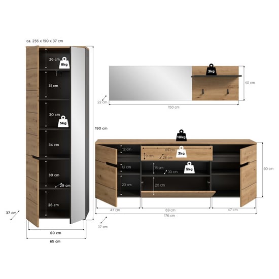 Furnilux Moderne garderobecombinatie met spiegel ruime kast en ophangsysteem 256 cm - Image 4