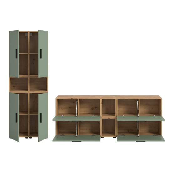 Furnilux Modulaire woonwand in artisan eik en rookgroen stijlvolle opbergoplossing - Image 6