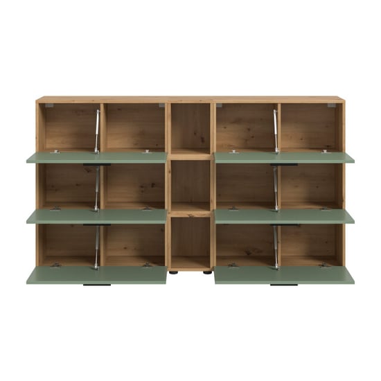 Furnilux Woonkast-combinatie in artisan eik en rookgroen moderne woonwand met wielen - Image 6