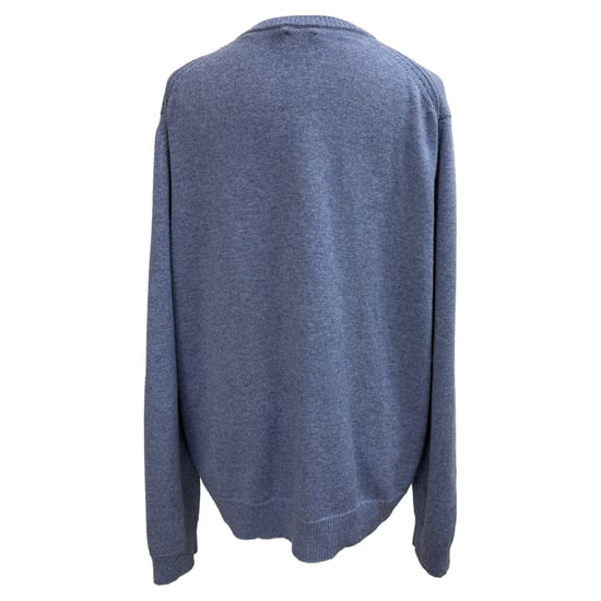 Celine V-Neck Sweater in Blue Cashmere - Image 3