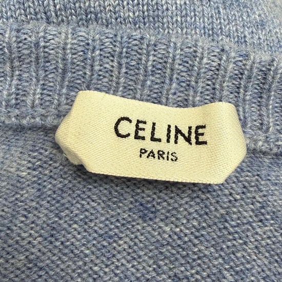 Celine V-Neck Sweater in Blue Cashmere - Image 4