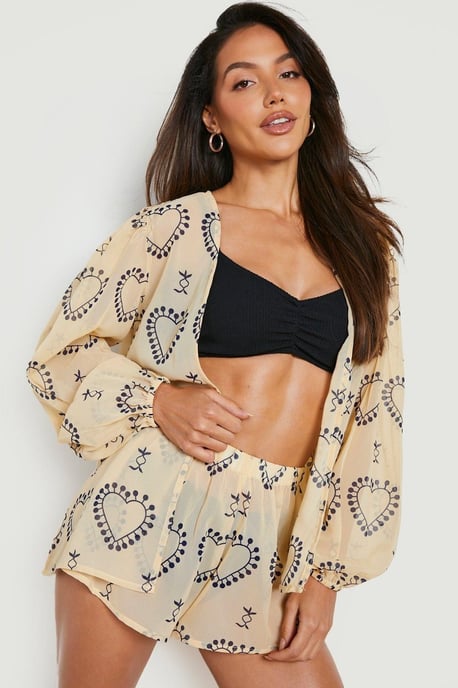 Milagro Heart Print Shirt & Short Beach Co-ord - Image 3
