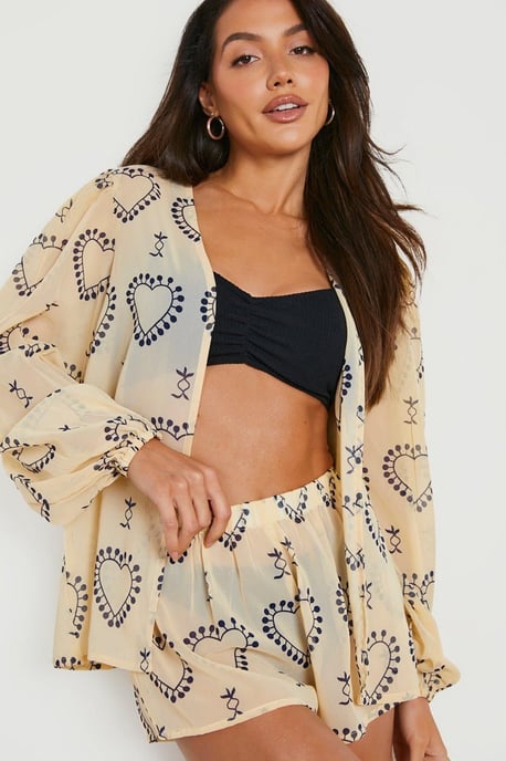 Milagro Heart Print Shirt & Short Beach Co-ord - Image 4