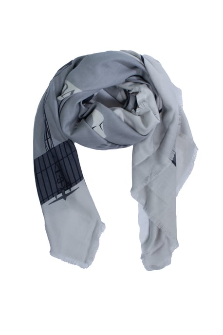 Cartier, grey bon voyage wool fringed scarf - Image 2