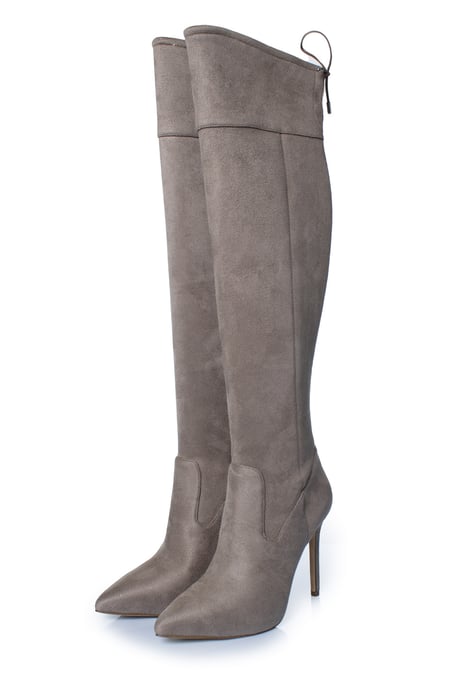 Michael Kors, Jamie suede stretch boots in taupe - Image 1
