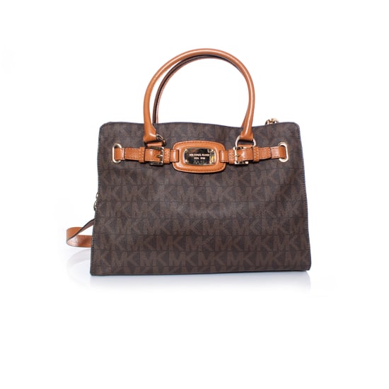 Michael Kors, brun canvasväska med monogram. - Image 3