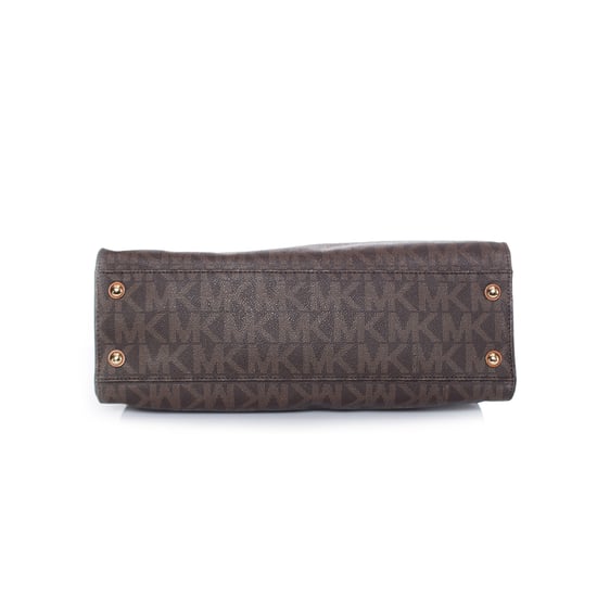 Michael Kors, brun canvasväska med monogram. - Image 4