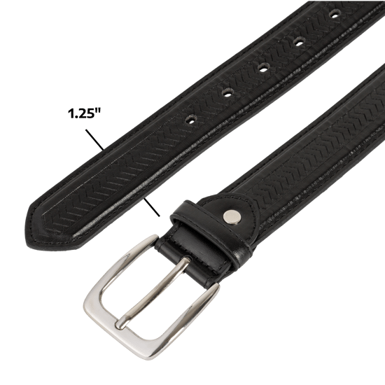 Black Herringbone Leather Lined Belt with Polished Buckle - 1.25” - Image 4