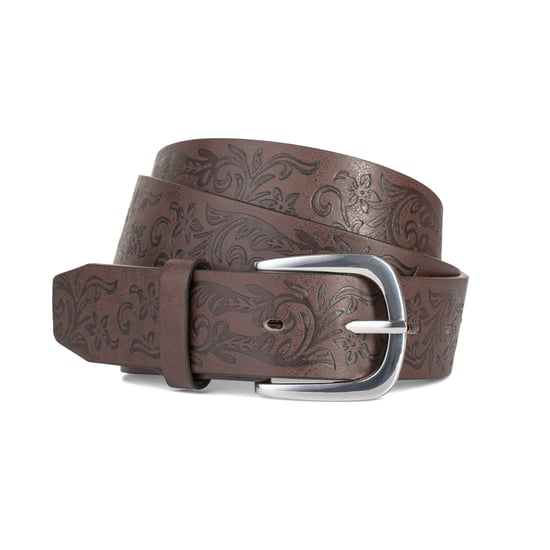 Embossed Leather Lined Belt for men - Western Style 1.25" belt in Brown - Image 3