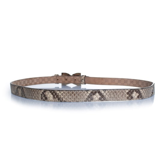 Gucci riem van pythonleer met gouden metalen strik - Image 2