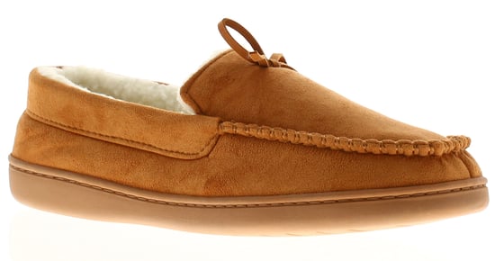 Mens Moccasin Full Slippers Faux Fur Sammy tan - Image 1