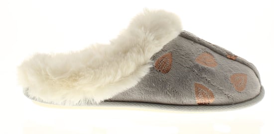 Womens Mule Slippers Faux Fur Heart Mule silver - Image 2