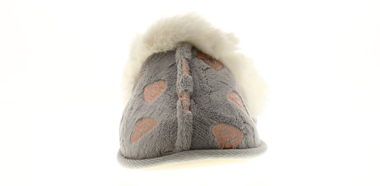 Womens Mule Slippers Faux Fur Heart Mule silver - Image 3