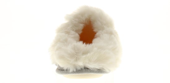 Womens Mule Slippers Faux Fur Heart Mule silver - Image 4