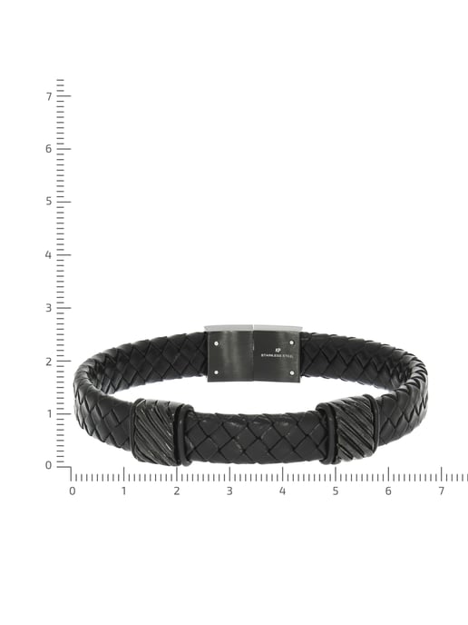 Zeeme Stainless Steel Bracelet Brown leather strap with stainless steel clasp - Image 2