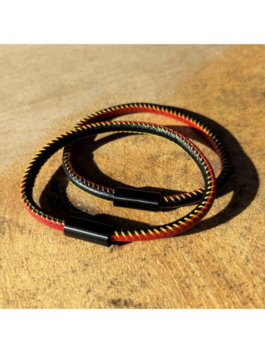 Zeeme Stainless Steel Bracelet genuine leather with Germany colours 23cm - Image 5