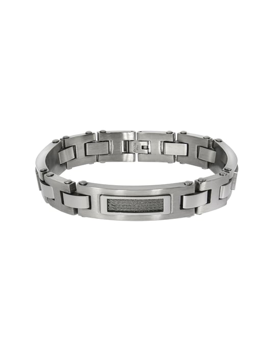 Zeeme Stainless Steel Bracelet Stainless steel polished matt with steel cable 21.5cm long - Image 1