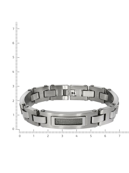 Zeeme Stainless Steel Bracelet Stainless steel polished matt with steel cable 21.5cm long - Image 2
