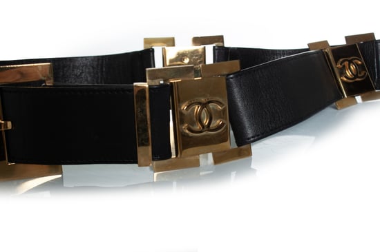 Chanel vintage zwarte leren riem met logo - Image 3