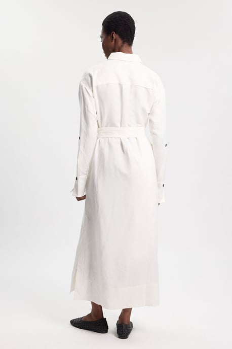 Viscose Linen Woven Belted Shirt Dress - Image 3