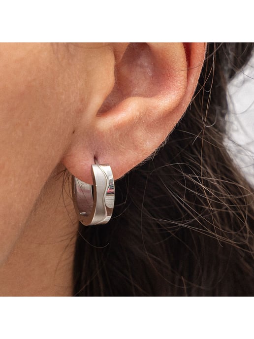 Zeeme Stainless Steel Earrings Stainless steel shiny matt 18mm diameter - Image 1