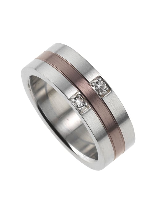 Zeeme Stainless Steel Ring Multicoloured stainless steel with white crystals - Image 2