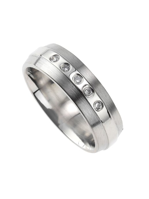 Zeeme Stainless Steel Ring Stainless steel shiny/matt with white zirconia - Image 2