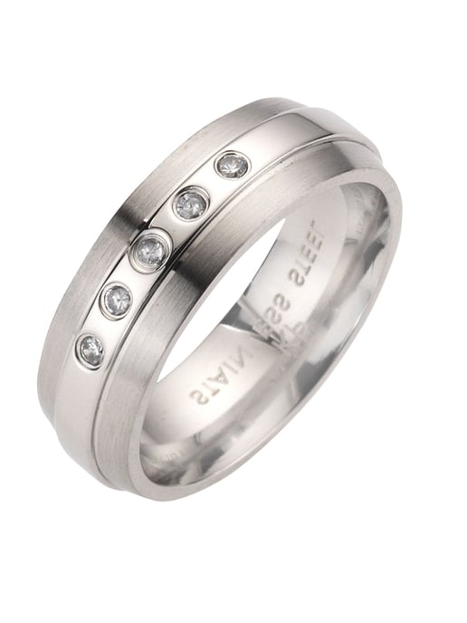 Zeeme Stainless Steel Ring Stainless steel shiny/matt with white zirconia - Image 4