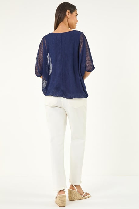 Mesh Bubble Hem Stretch Top - Image 3