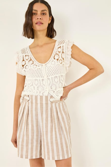 Stripe Tab Button Shorts - Image 1