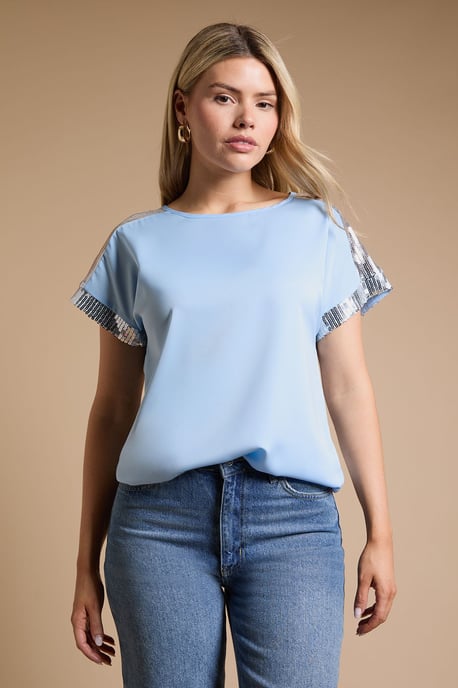 Short Sleeve T-Shirt Sequin Blouse - Image 1